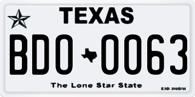 TX license plate BDO0063