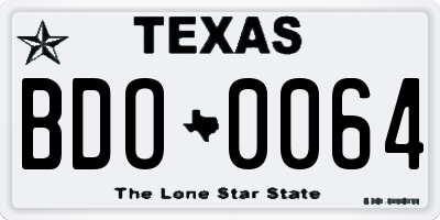 TX license plate BDO0064