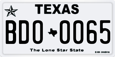 TX license plate BDO0065