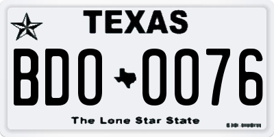 TX license plate BDO0076