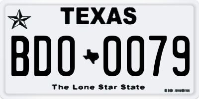 TX license plate BDO0079