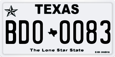 TX license plate BDO0083