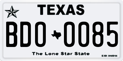 TX license plate BDO0085