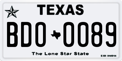 TX license plate BDO0089