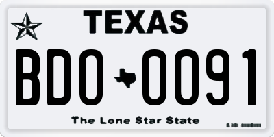 TX license plate BDO0091