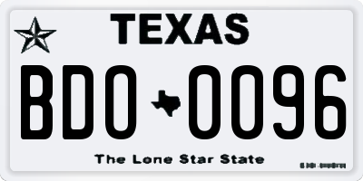 TX license plate BDO0096