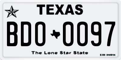 TX license plate BDO0097