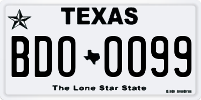 TX license plate BDO0099