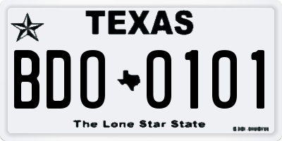TX license plate BDO0101