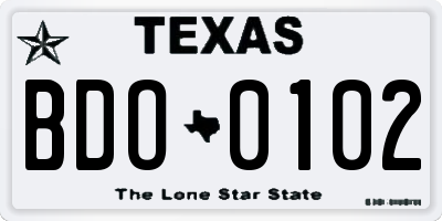 TX license plate BDO0102