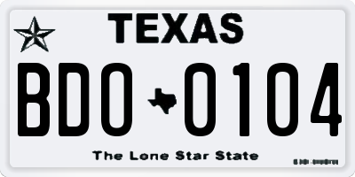 TX license plate BDO0104