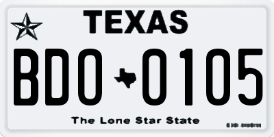 TX license plate BDO0105