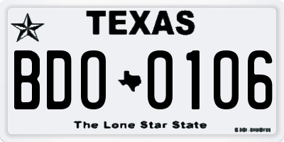 TX license plate BDO0106