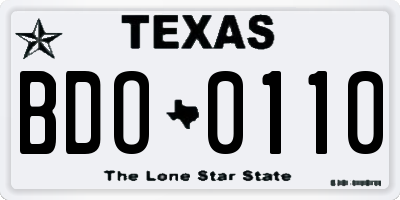 TX license plate BDO0110