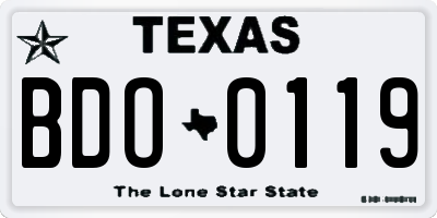 TX license plate BDO0119