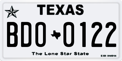 TX license plate BDO0122
