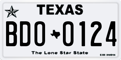 TX license plate BDO0124