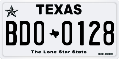 TX license plate BDO0128