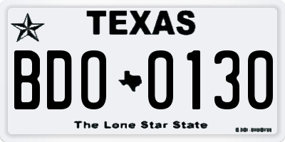 TX license plate BDO0130