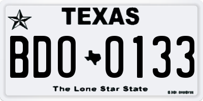 TX license plate BDO0133
