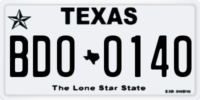 TX license plate BDO0140