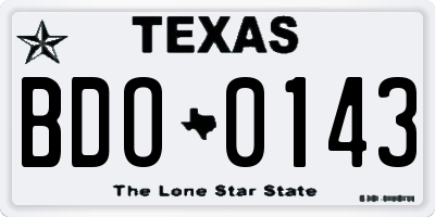 TX license plate BDO0143