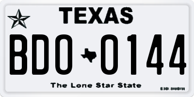 TX license plate BDO0144