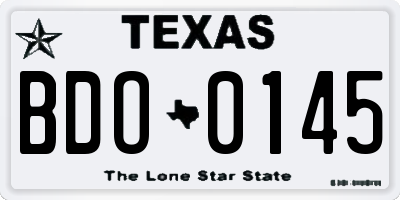 TX license plate BDO0145