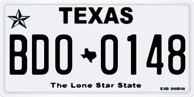 TX license plate BDO0148
