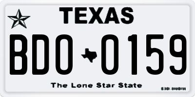 TX license plate BDO0159