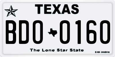 TX license plate BDO0160