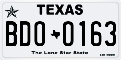 TX license plate BDO0163