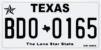 TX license plate BDO0165