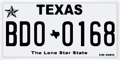 TX license plate BDO0168