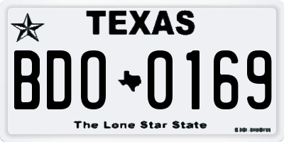 TX license plate BDO0169