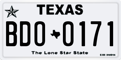 TX license plate BDO0171