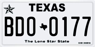 TX license plate BDO0177