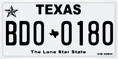 TX license plate BDO0180