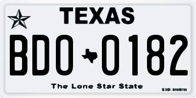 TX license plate BDO0182