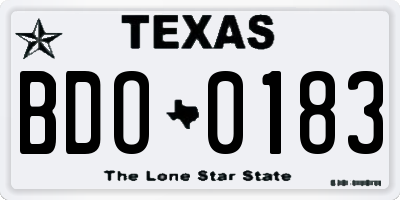 TX license plate BDO0183