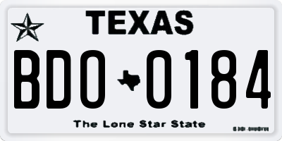 TX license plate BDO0184