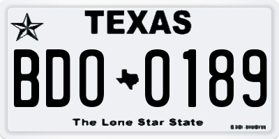 TX license plate BDO0189