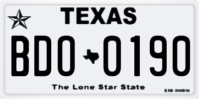 TX license plate BDO0190