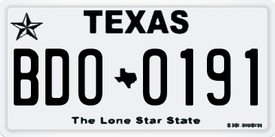 TX license plate BDO0191