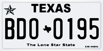 TX license plate BDO0195