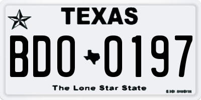 TX license plate BDO0197