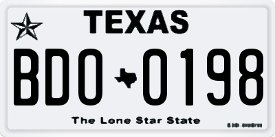 TX license plate BDO0198
