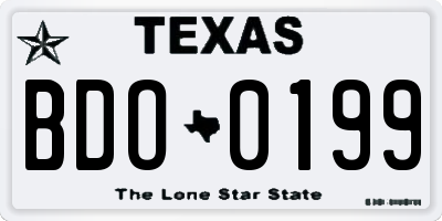 TX license plate BDO0199