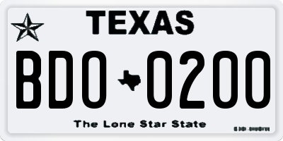 TX license plate BDO0200