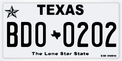 TX license plate BDO0202